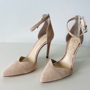 Jessica Simpson Nude Ankle Strap Heels